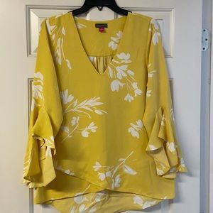 Yellow, White flower blouse